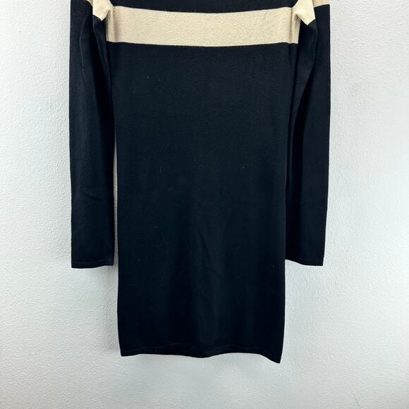 T Alexander Wang Stripe Color Block Sweater Dress Long Sleeve Knit Black Cream M - Picture 6 of 12